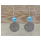 Indian Head Buffalo Nickel Turq., Earrings