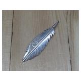 Hopi Sterling Silver Overlay Feather Pendant