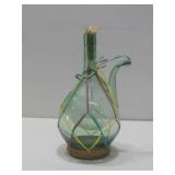 Vtg Italian Green Glass Wine Decanter W/Caged See