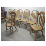 Eight Vtg Wooden Dining Chairs See Info