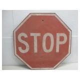 Vtg STOP Sign W/Green Reverse Side 2' x 2'