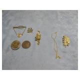 Assorted Gold Tone Jewelry & Trinkets