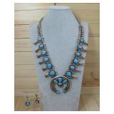 Leroy Dayea SS Squash Blossom Necklace Earring Set