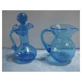 Two Pieces Of Blenko Glass Decor Tallest 6.5'
