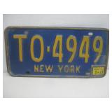 Vtg New York License Plate