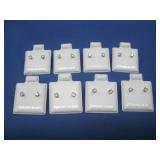 8 Pairs Sterling Silver CZ Earrings