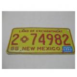 New Mexico 1965 Passenger License Plate