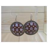 VTG SterlingSilver Button Enamel Earrings See Info