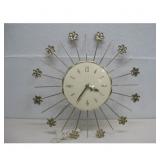 Mid-Century Starburst Clock W/Floral Accents See