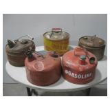 Five Metal Vtg Gas Cans See Info