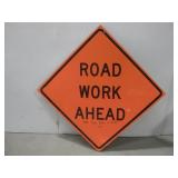 Wooden Reflective Road Work  Ahead Sign See Info