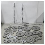 Three Weight Lifting Bars & Assorted Weights See