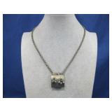 Silvertone Amulet Prayer Box Necklace