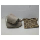 Suede Knee High Lace Back Boots Size W/Purse