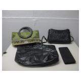 Three Fashion Purses W/ Black & Gold Clutch