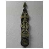 Vtg Horse Brass Medallions Mounted On Leather See