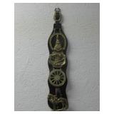Vtg Horse Brass Medallions Mounted On Leather See