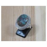 Sterling Silver Turq Cabochon Ring Tested
