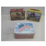 3 Vtg Tin Lunch Boxes - Kit Carson,The Beatles See