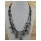 Handmade Black Beaded Necklace W/ S.S. Charms