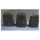 Three Vtg Metal Cow Bells See Info