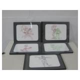Five Signed & Framed Disney Drawings Toy Story