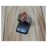 14KT & Sterling Silver Coral Ring Hallmarked