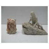 Two Stone Carved Native Statues Largest 10' Tall