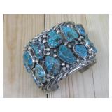 S.S. N/A Vtg Heavy Cluster Turq., Wide Cuff See In