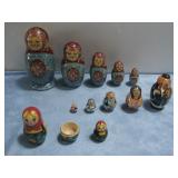 Three Wooden Russian Nesting Dolls
