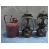 1975/1981 Coleman Lanterns W/Justrite Gas Can See