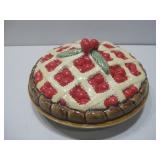 Vtg Brand New Ceramic Cherry Pie Dish W/Lid