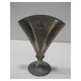 Vtg Silverplated Godiger Fan Vase W/Japanese See