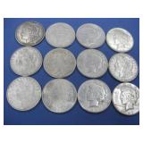 Twelve Silver Dollars 90% Silver