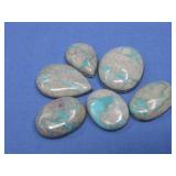 6 Natural Carico Lake Ribbon Turq. Cabochons 103ct