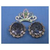 Rhinestone Brooch & Earrings