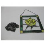Two Pieces OF Stained Glass Art Largest See