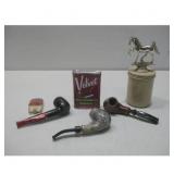 Tobacco Pipes Velvet Tobacco Can W/Tobacco Jar
