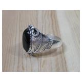 Navajo Sterling Silver Black Onyx Ring See Info