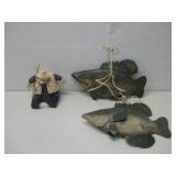 Pair Of Fish Metal Art 11' W/Vtg Russ Wade See
