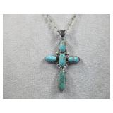 VTG Sterling Silver Turq Pend/Necklace See Info
