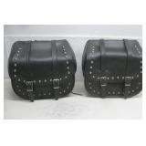 Two Leather Motorcycle Saddle Bags Phone Mount See