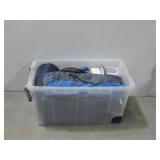 Large Tote W/Various Camping Equipment Tent See
