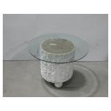End Table Made Of Tree Stump W/Glass Top See Info