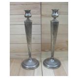 Two Vtg Silver Weighted Candle Sticks 11' Tall