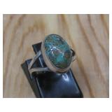 Sterling Silver Tested Turquoise Ring Hallmarked