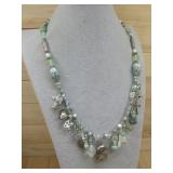 Sterling Silver Green Bead Charm Necklace Hallmark
