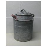 Vtg Galvanized Jug W/Lid 27'