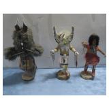 Three Native American Signed Kachina Dolls See