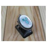 Vtg Zuni Sterling Silver MOP & Turq. Ring Hallmark